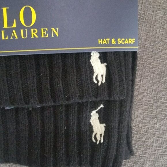 Polo Ralph Lauren Men's 2 Piece Set Hat & Scarf Lambswool Blend One Size - Picture 6 of 7